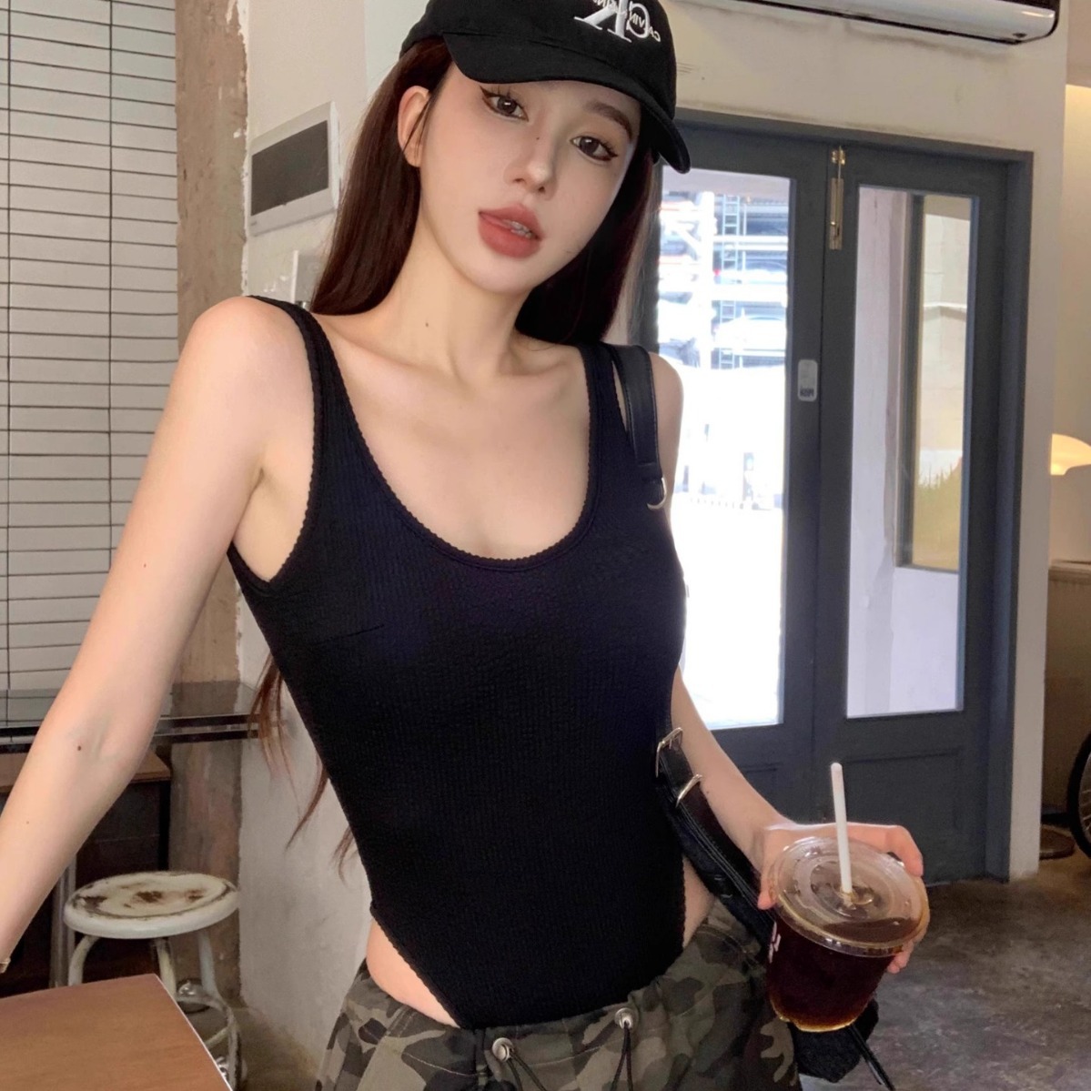 Black Strappy Bodysuit Sexy Ba - Tank Top Ribbed incelemesi ve fiyatı