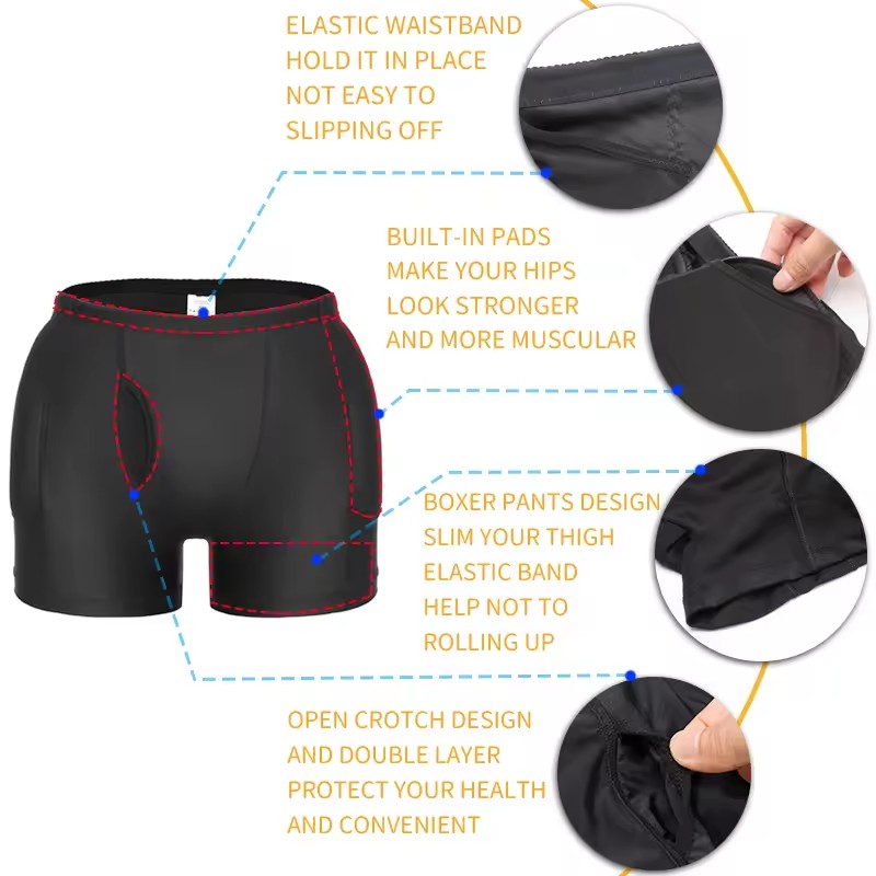 Men Padded Hip Enhancer Booty  - Boxer Brief Pack Cotton incelemesi ve fiyatı