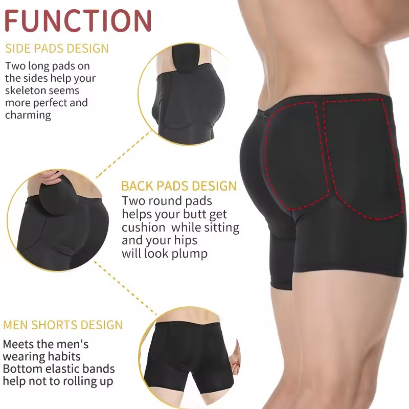 Men Padded Hip Enhancer Booty  - Boxer Brief Pack Cotton incelemesi ve fiyatı