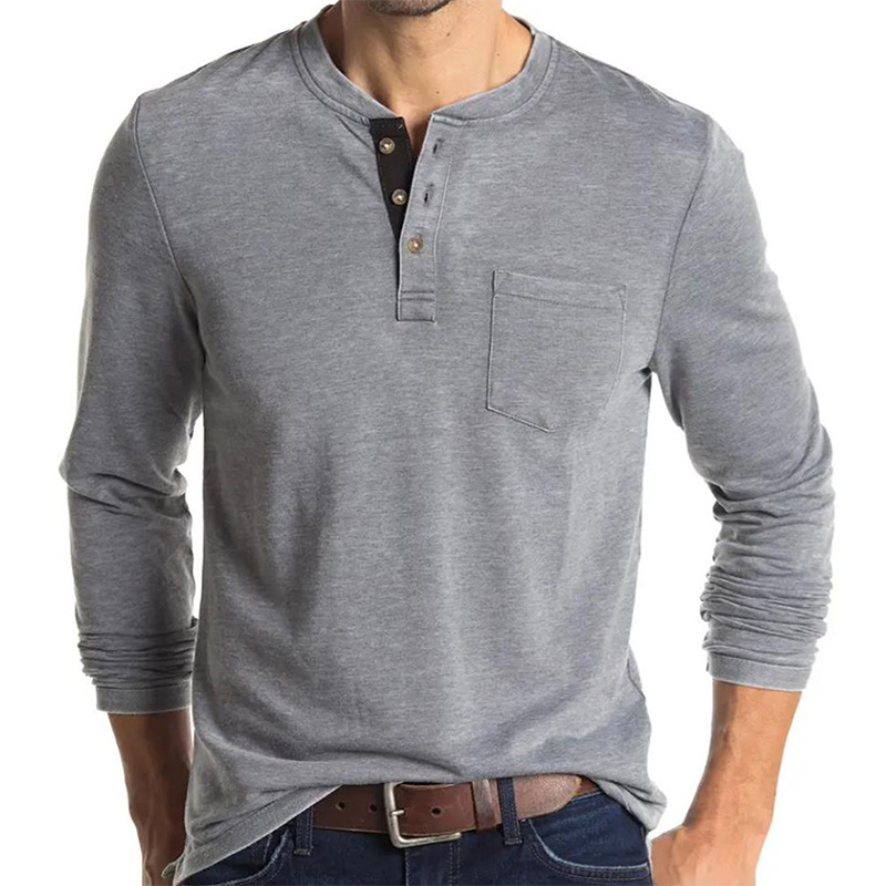 Men's Long Sleeve Henley Style - Undershirt Crew Neck incelemesi ve fiyatı