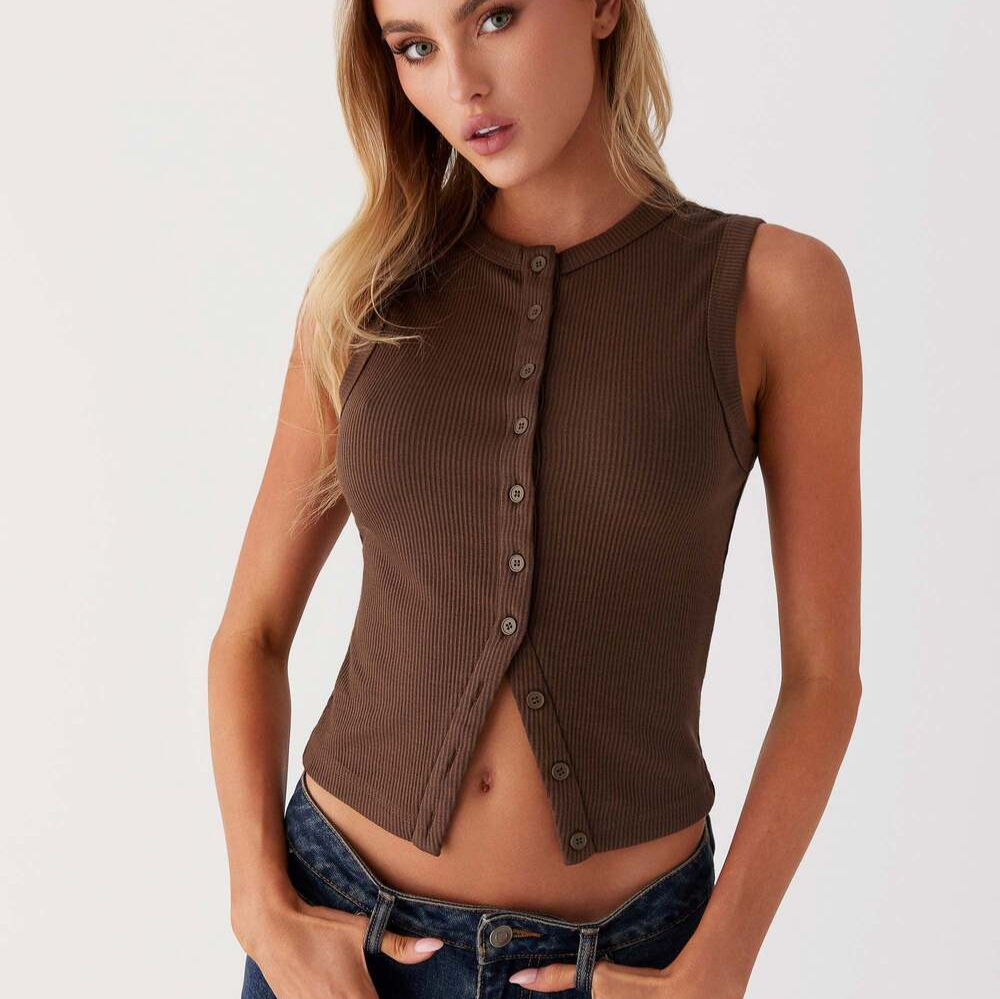 Ribbed Tank Button Crop Top Y2 - Tank Top Ribbed incelemesi ve fiyatı