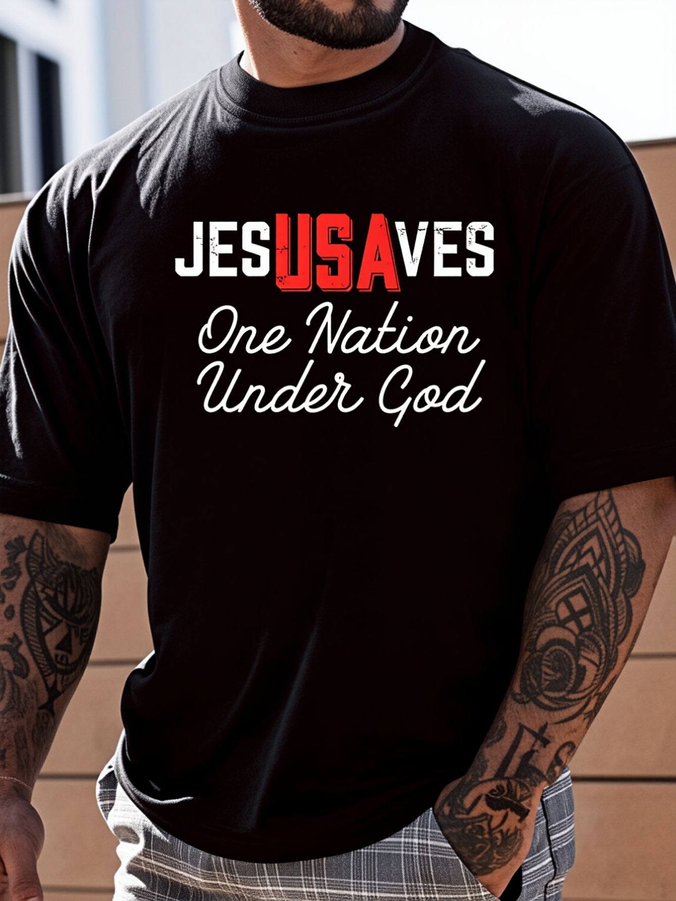 100% Cotton Jesus Saves USA On - Undershirt Crew Neck incelemesi ve fiyatı