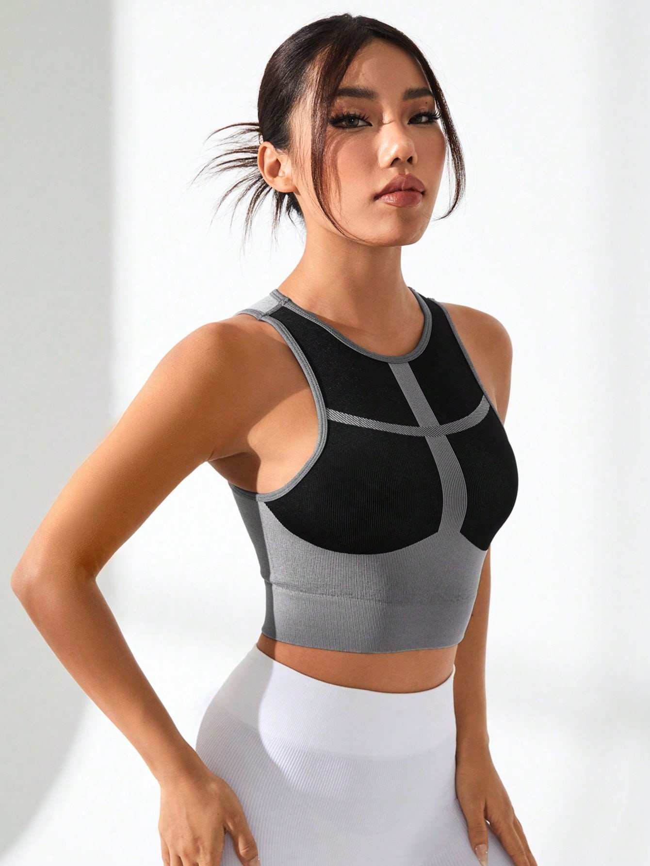 Women Color Block Cross Line R - Tank Top Ribbed incelemesi ve fiyatı