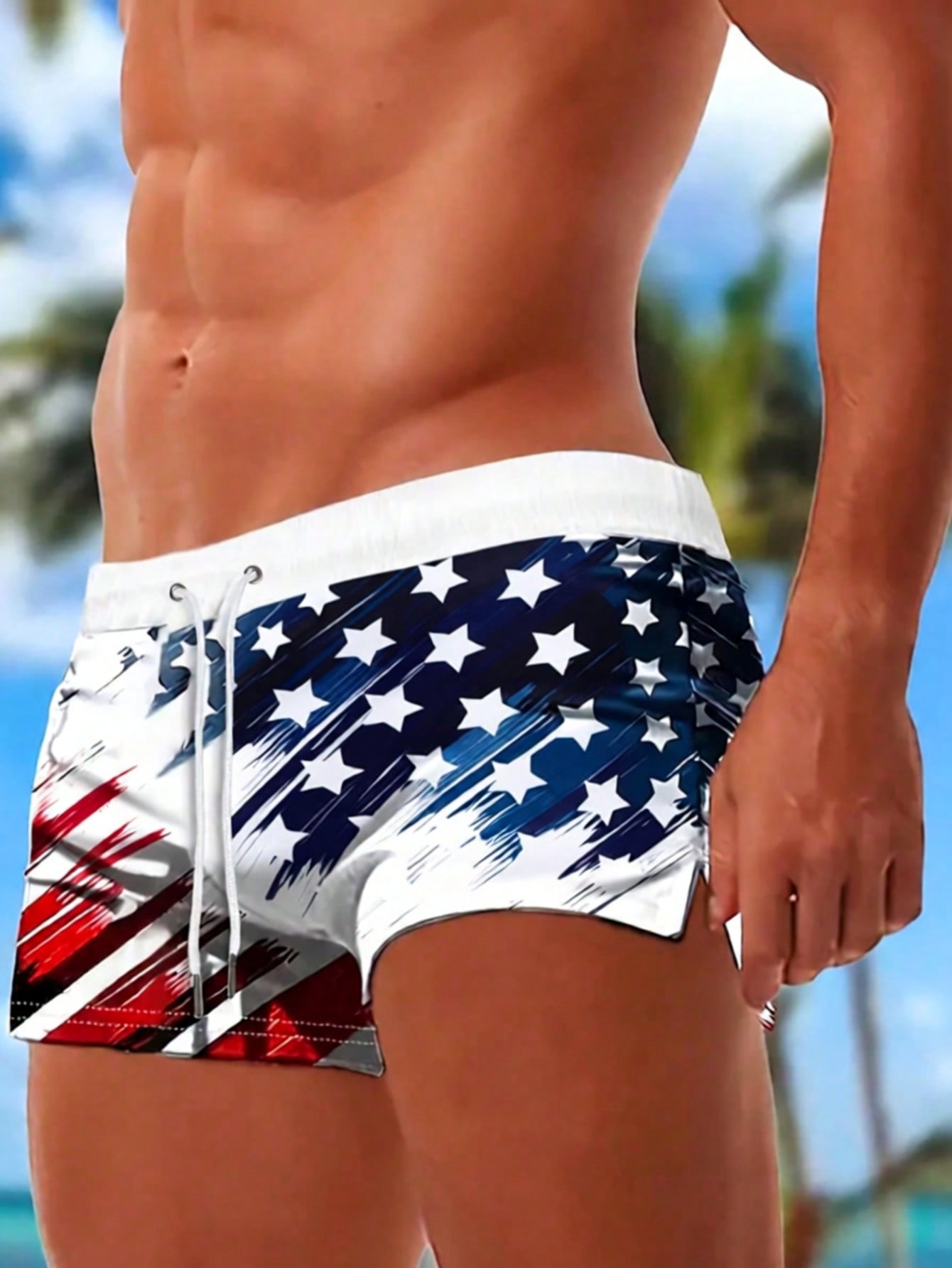 Men's Casual Flag Printed Draw - Bamboo Fiber Trunk incelemesi ve fiyatı
