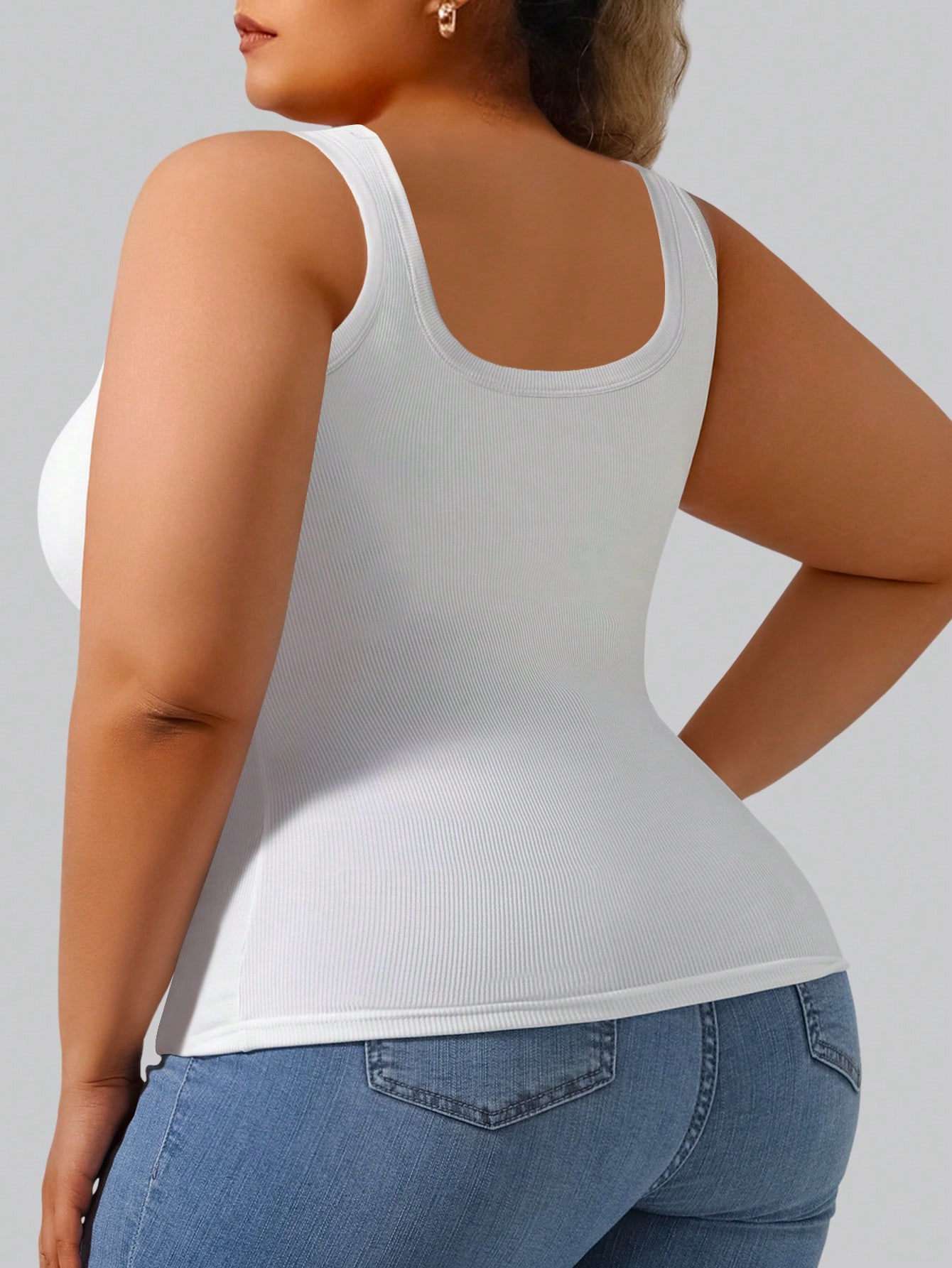 Plus Size Women's Solid Ribbed - Tank Top Ribbed incelemesi ve fiyatı