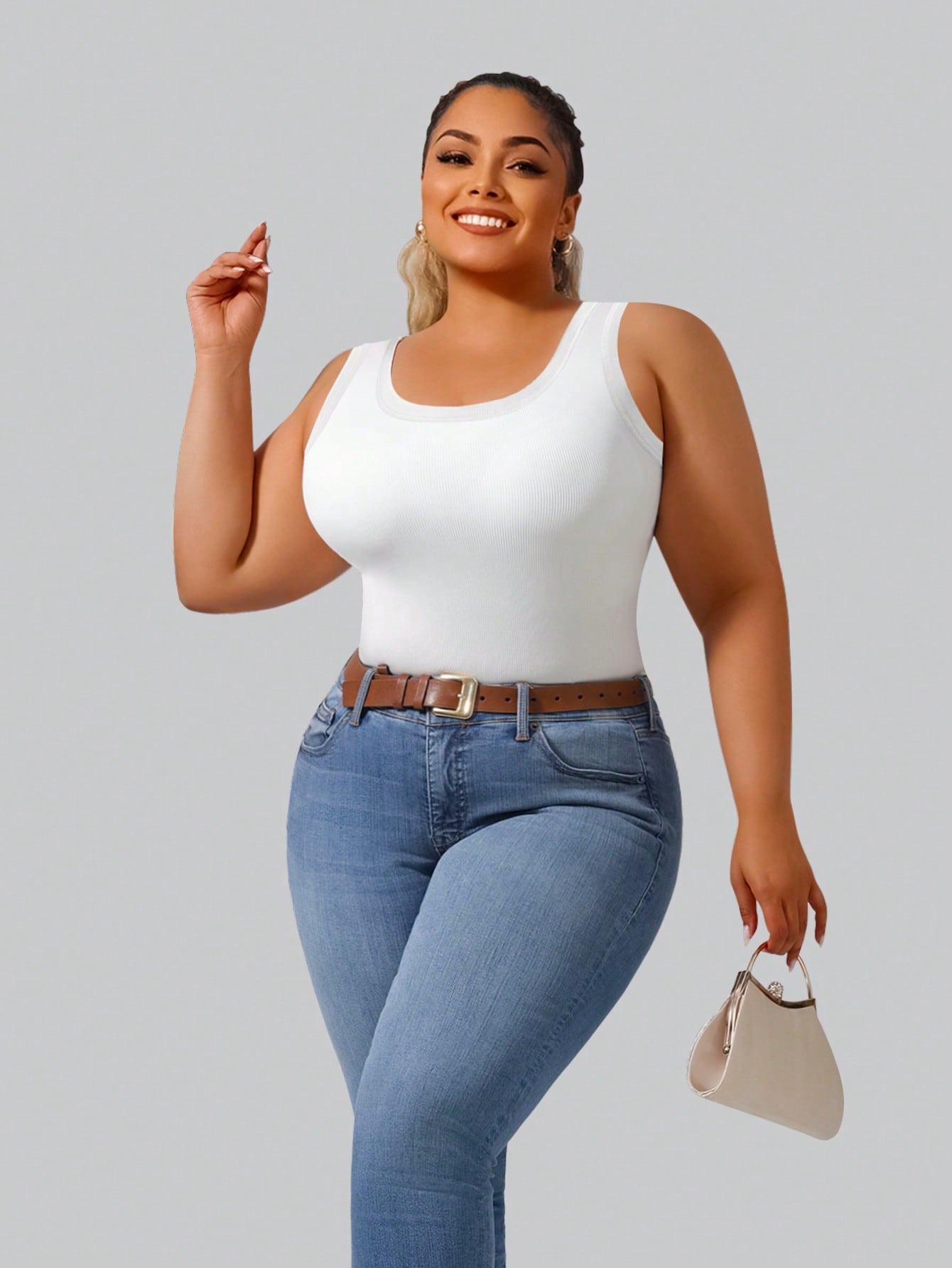 Plus Size Women's Solid Ribbed - Tank Top Ribbed incelemesi ve fiyatı