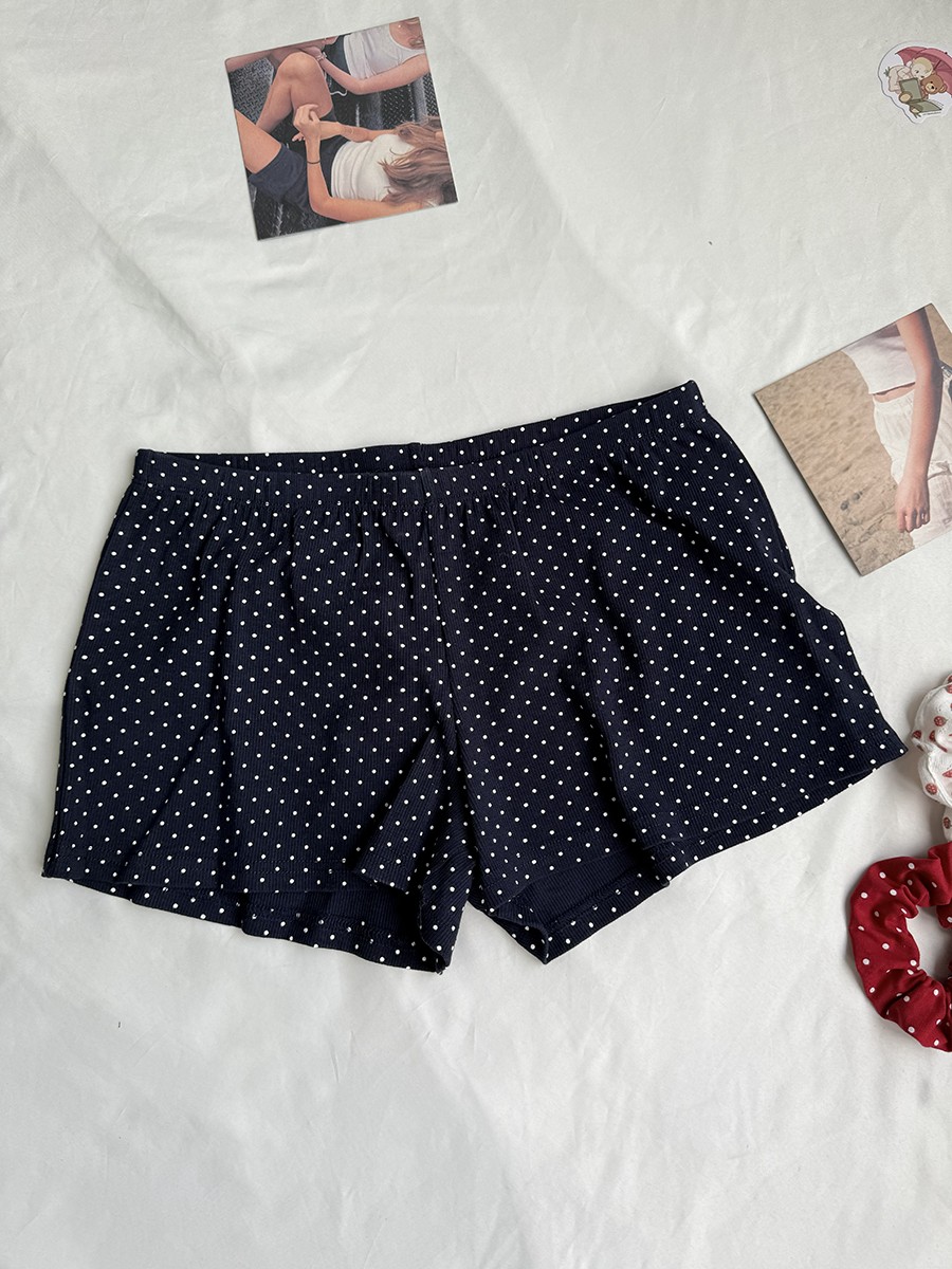Navy Dot Ribbed Shorts Sets Wo - Tank Top Ribbed incelemesi ve fiyatı