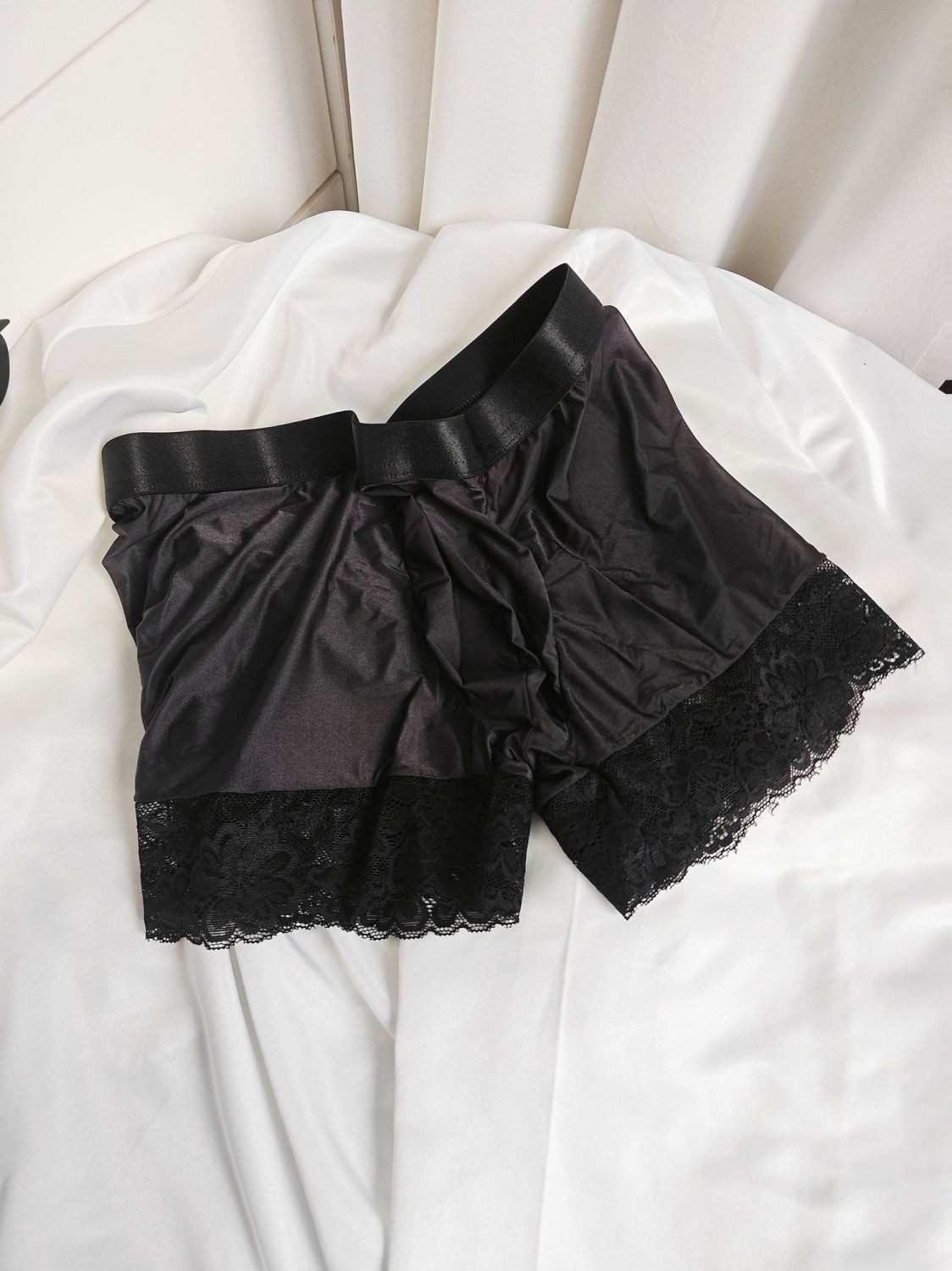 Sexy Man's Glossy Lace Hem Sho - Pouch Boxer Pouch incelemesi ve fiyatı