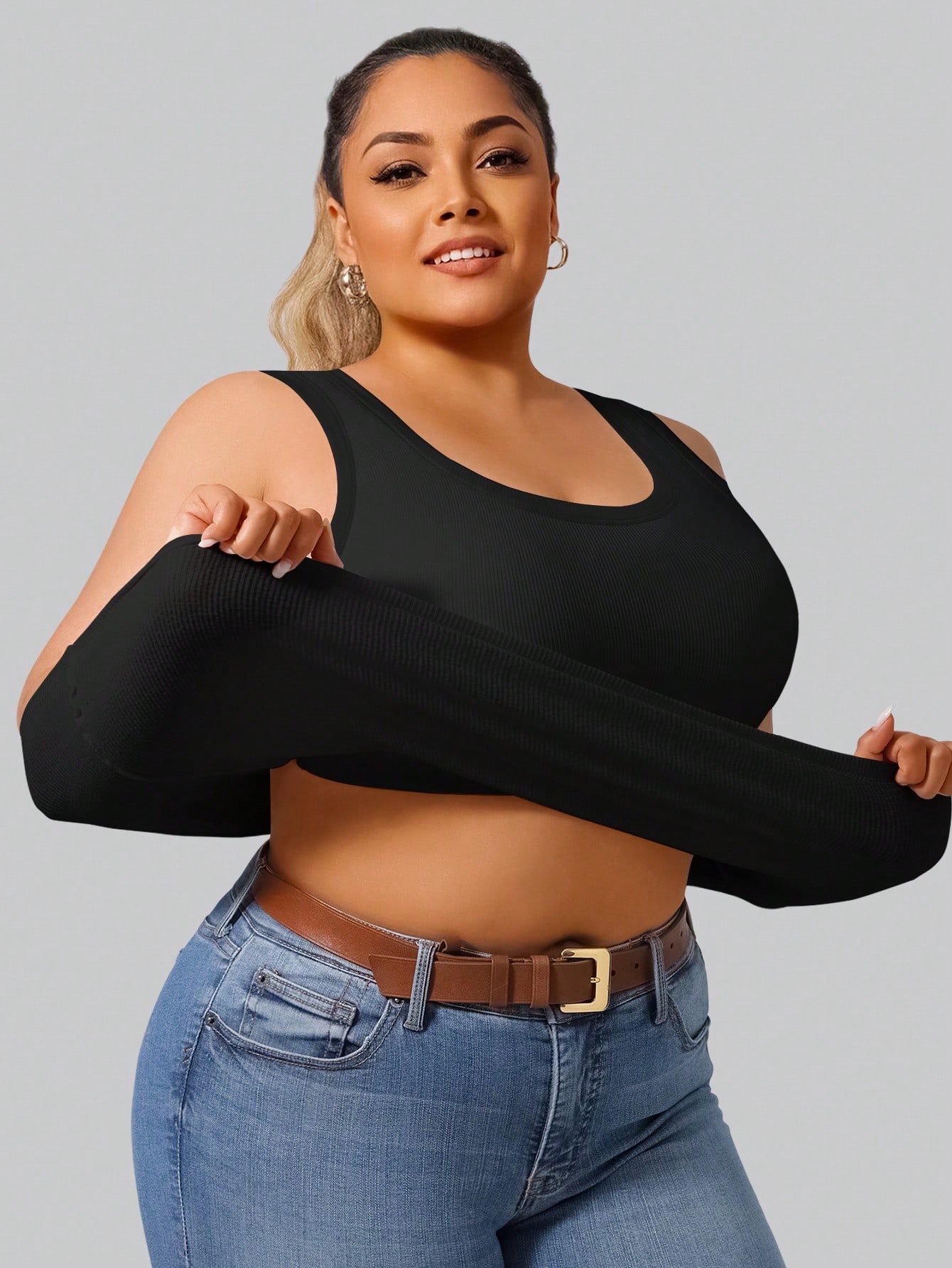 Plus Size Women's High Stretch - Tank Top Ribbed incelemesi ve fiyatı