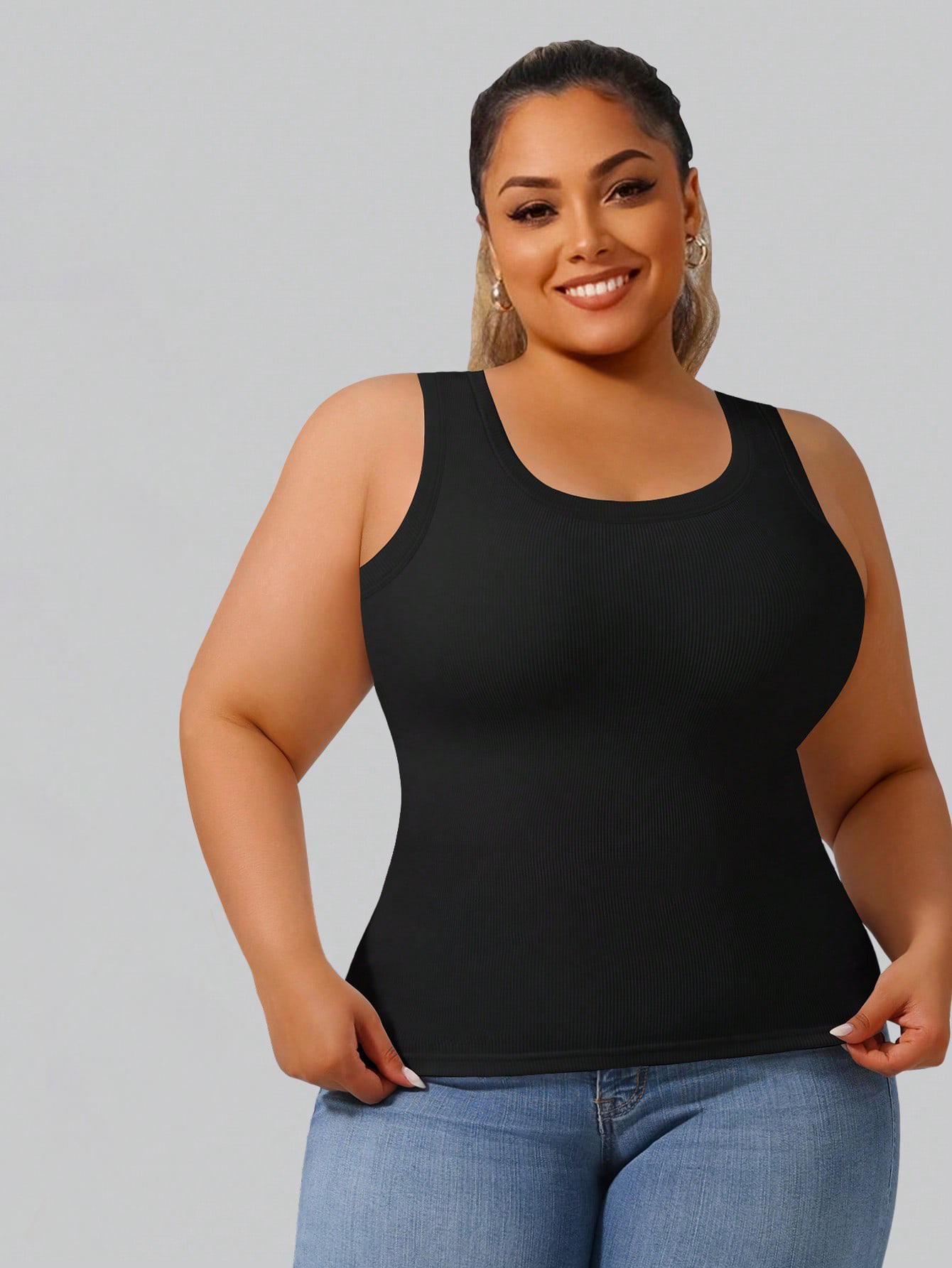 Plus Size Women's High Stretch - Tank Top Ribbed incelemesi ve fiyatı