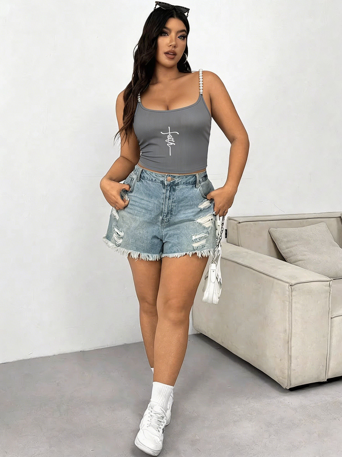 Plus Size Square Neck Pearl St - Tank Top Ribbed incelemesi ve fiyatı