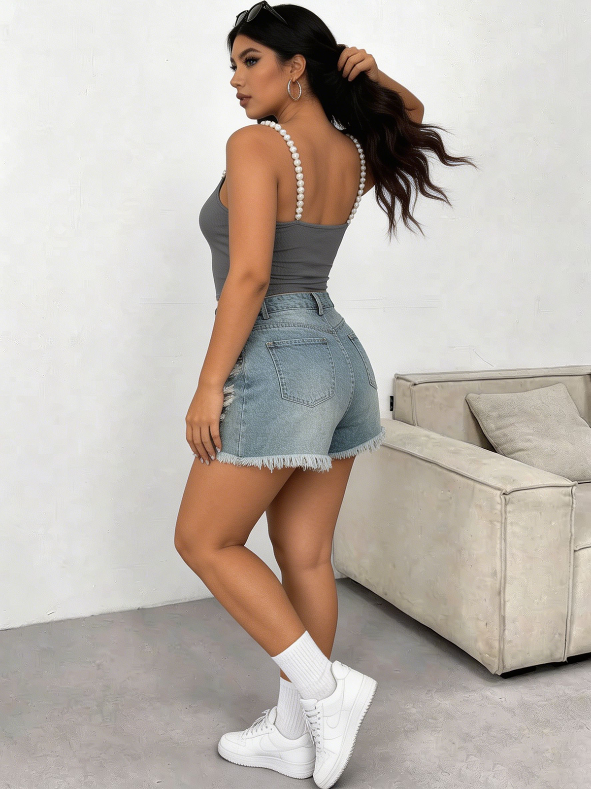 Plus Size Square Neck Pearl St - Tank Top Ribbed incelemesi ve fiyatı