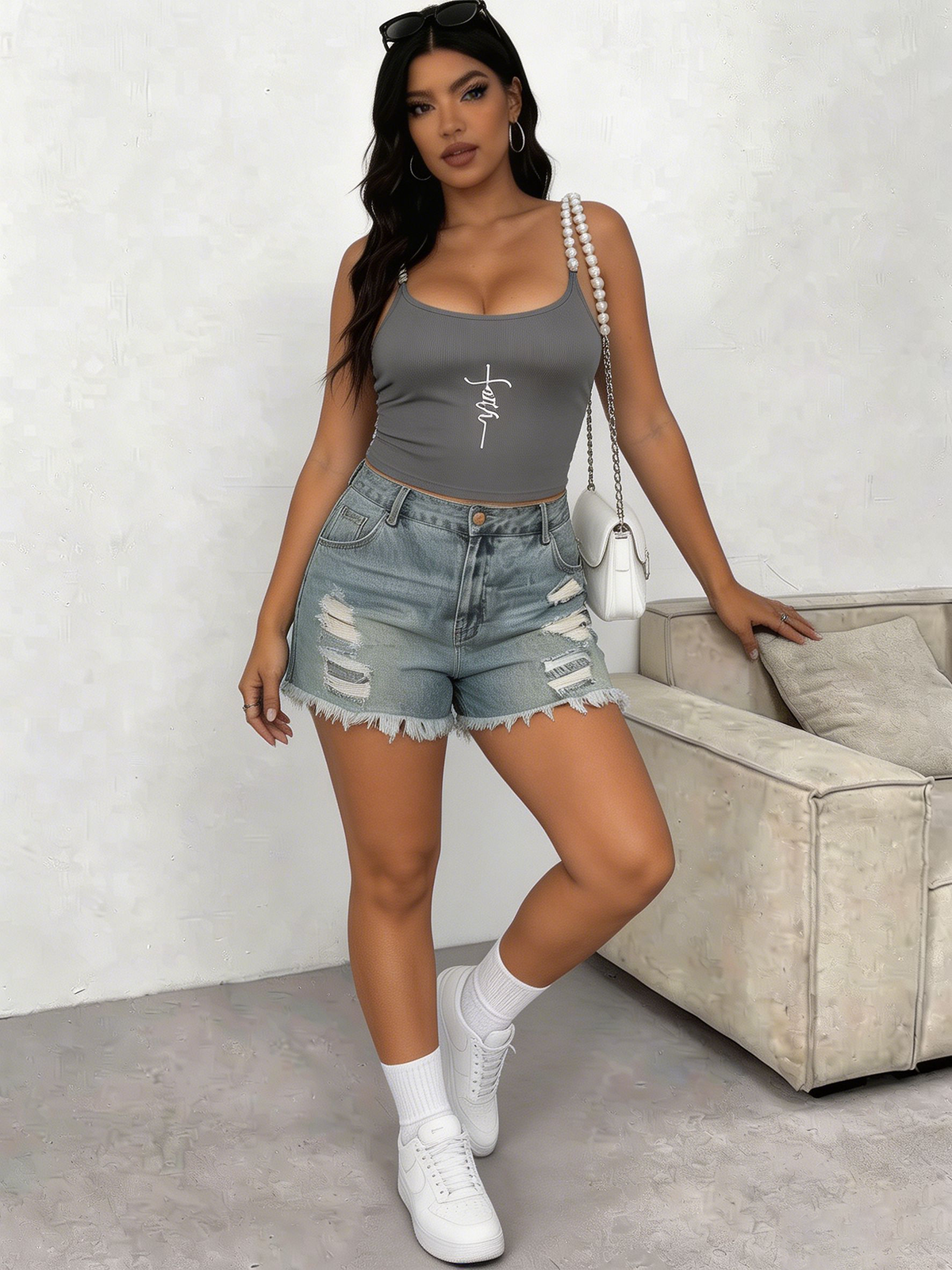 Plus Size Square Neck Pearl St - Tank Top Ribbed incelemesi ve fiyatı