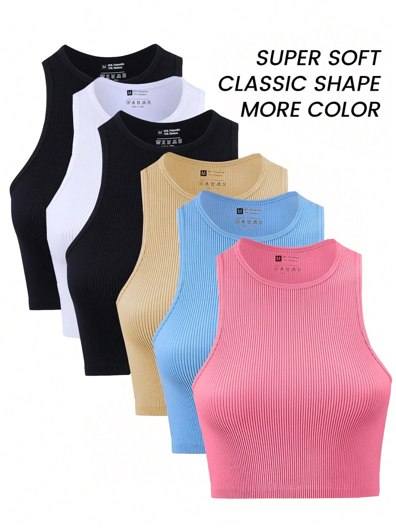 6Pcs Seamless Ribbed Workout C - Tank Top Ribbed incelemesi ve fiyatı